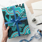 Cyan Ribbon PTSD Awareness Month Wrapping Paper Aboriginal Art - Aussie Hoodie