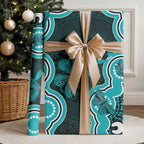 Cyan Ribbon PTSD Awareness Month Wrapping Paper Aboriginal Art - Aussie Hoodie