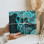 Cyan Ribbon PTSD Awareness Month Wrapping Paper Aboriginal Art - Aussie Hoodie