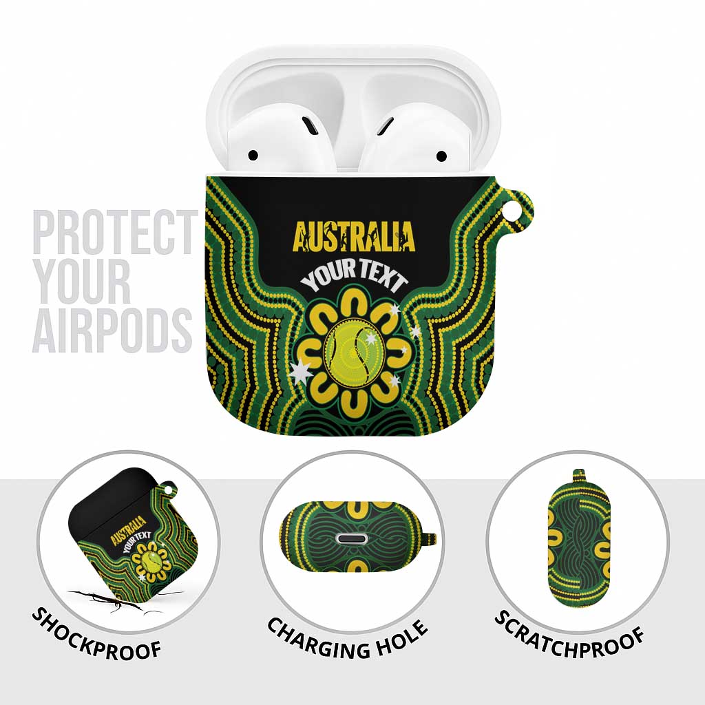 Personalised Australia Tennis AirPods Case Go Aussie Aboriginal Art - Aussie Hoodie
