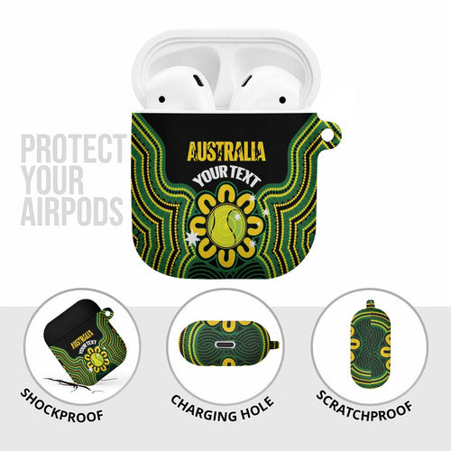 Personalised Australia Tennis AirPods Case Go Aussie Aboriginal Art - Aussie Hoodie