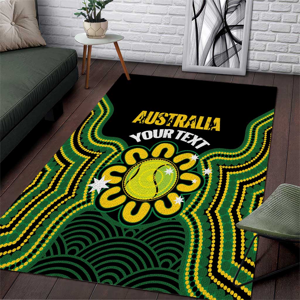 Personalised Australia Tennis Area Rug Go Aussie Aboriginal Art - Aussie Hoodie