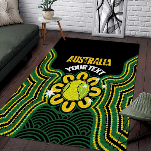 Personalised Australia Tennis Area Rug Go Aussie Aboriginal Art - Aussie Hoodie