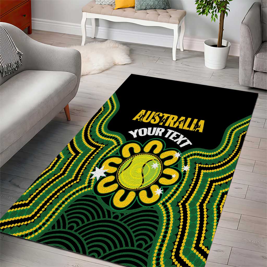 Personalised Australia Tennis Area Rug Go Aussie Aboriginal Art - Aussie Hoodie