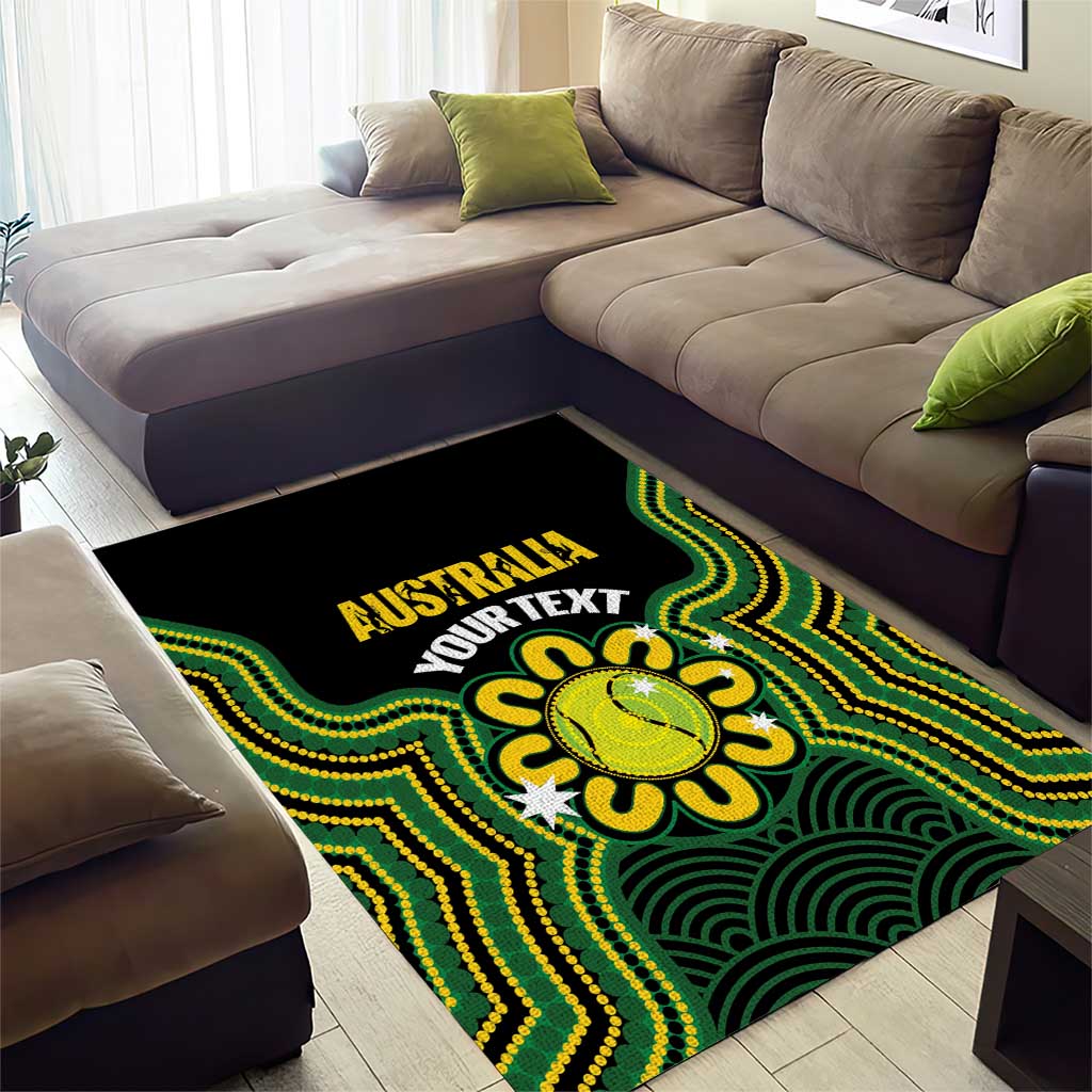 Personalised Australia Tennis Area Rug Go Aussie Aboriginal Art - Aussie Hoodie