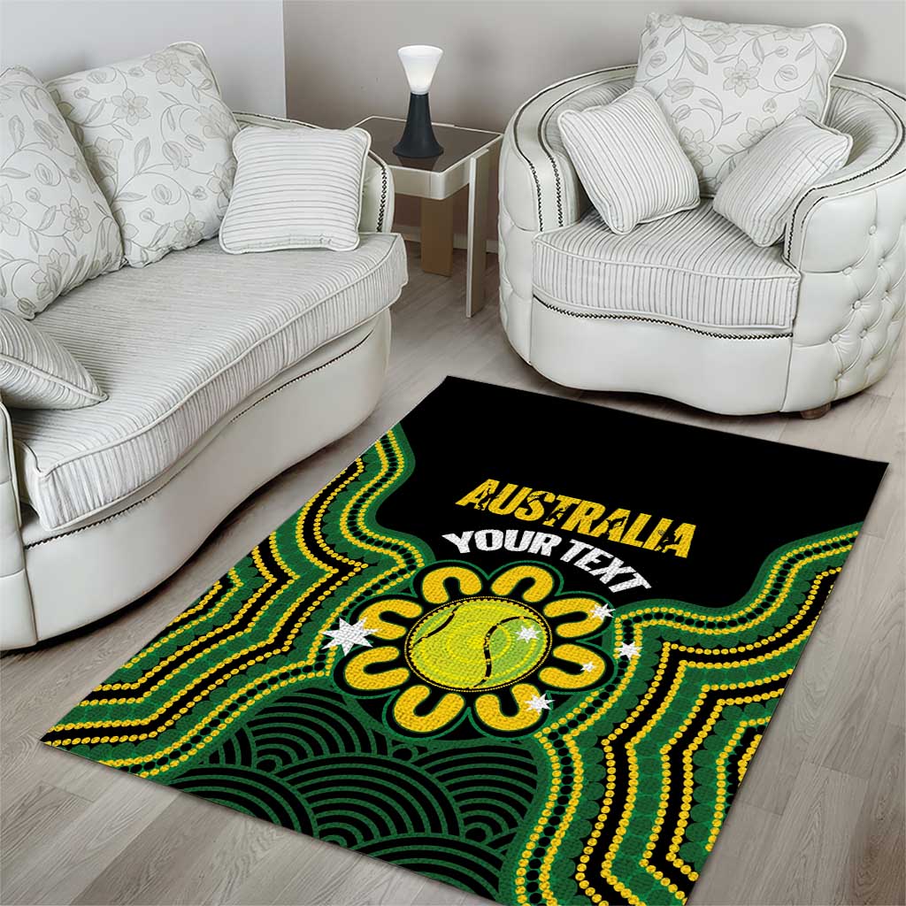 Personalised Australia Tennis Area Rug Go Aussie Aboriginal Art - Aussie Hoodie