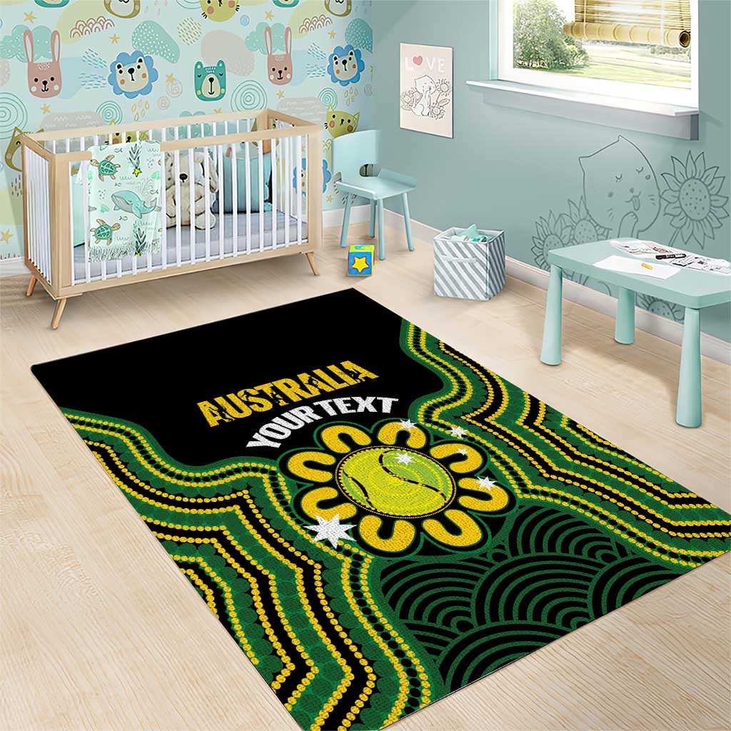 Personalised Australia Tennis Area Rug Go Aussie Aboriginal Art - Aussie Hoodie
