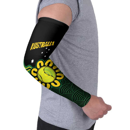 Personalised Australia Tennis Arm Sleeves Go Aussie Aboriginal Art - Aussie Hoodie