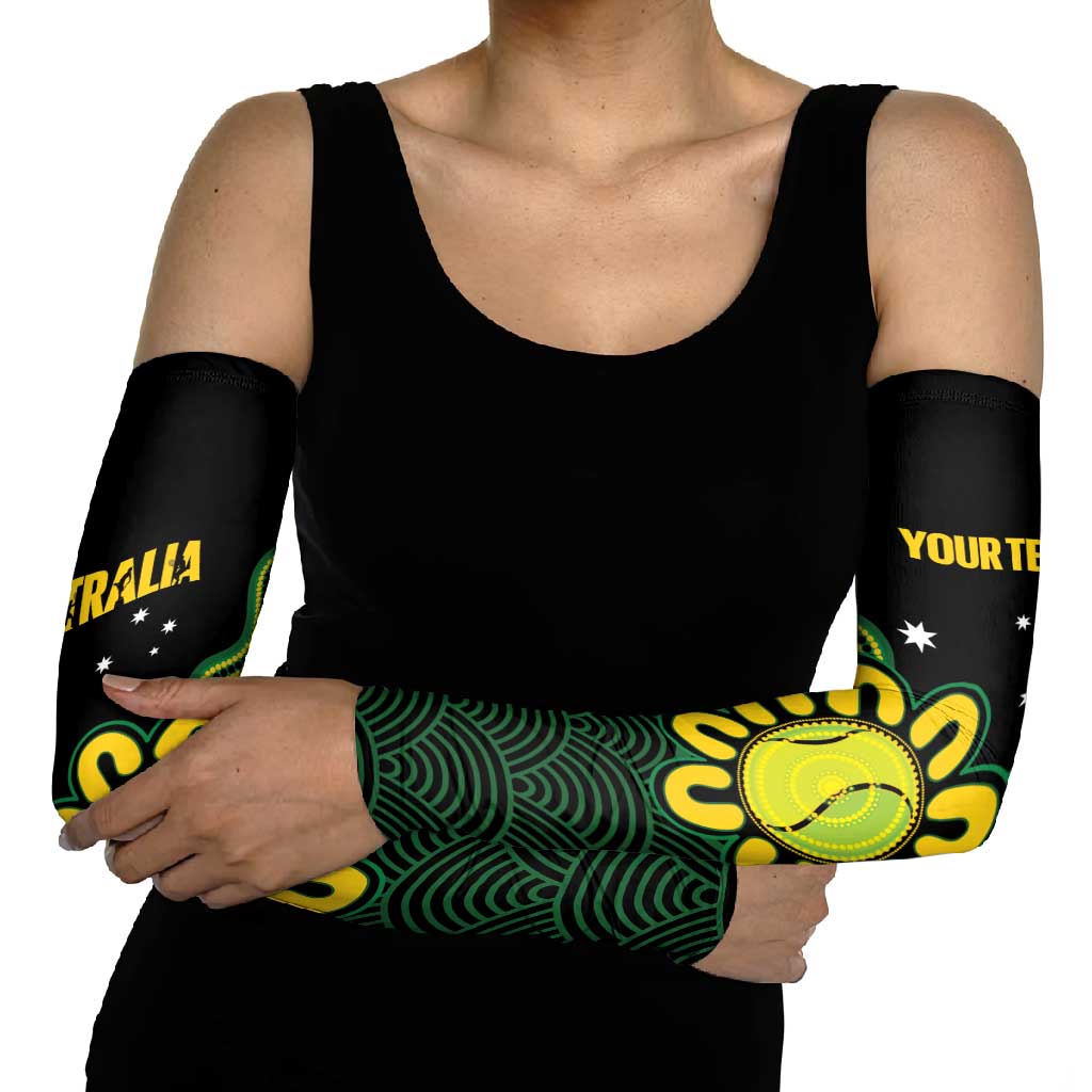 Personalised Australia Tennis Arm Sleeves Go Aussie Aboriginal Art - Aussie Hoodie