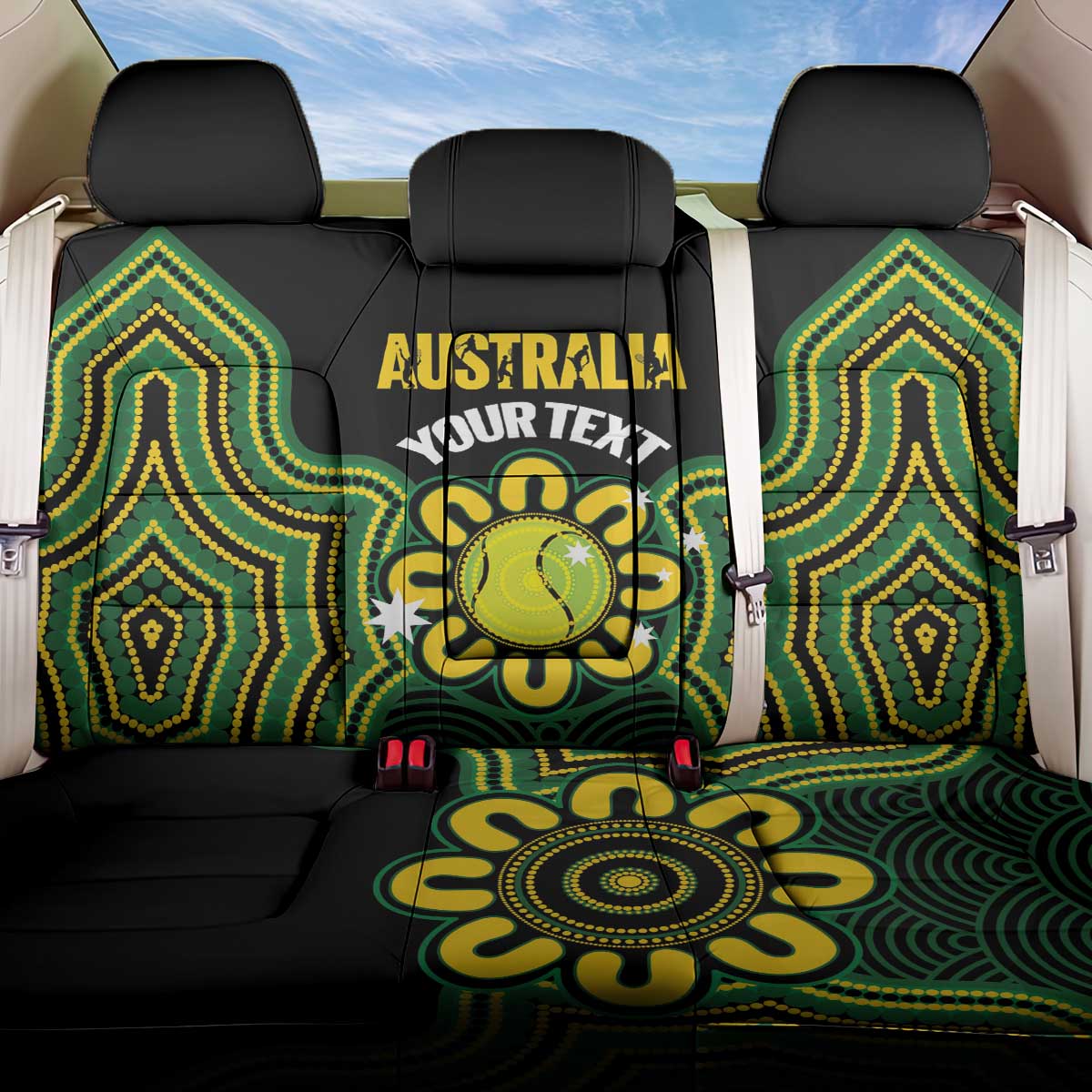 Personalised Australia Tennis Back Car Seat Cover Go Aussie Aboriginal Art - Aussie Hoodie