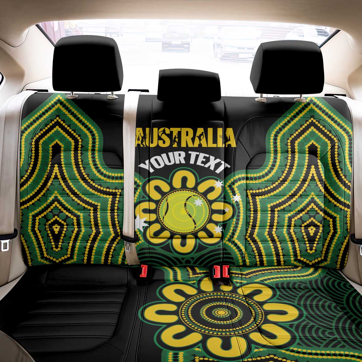 Personalised Australia Tennis Back Car Seat Cover Go Aussie Aboriginal Art - Aussie Hoodie