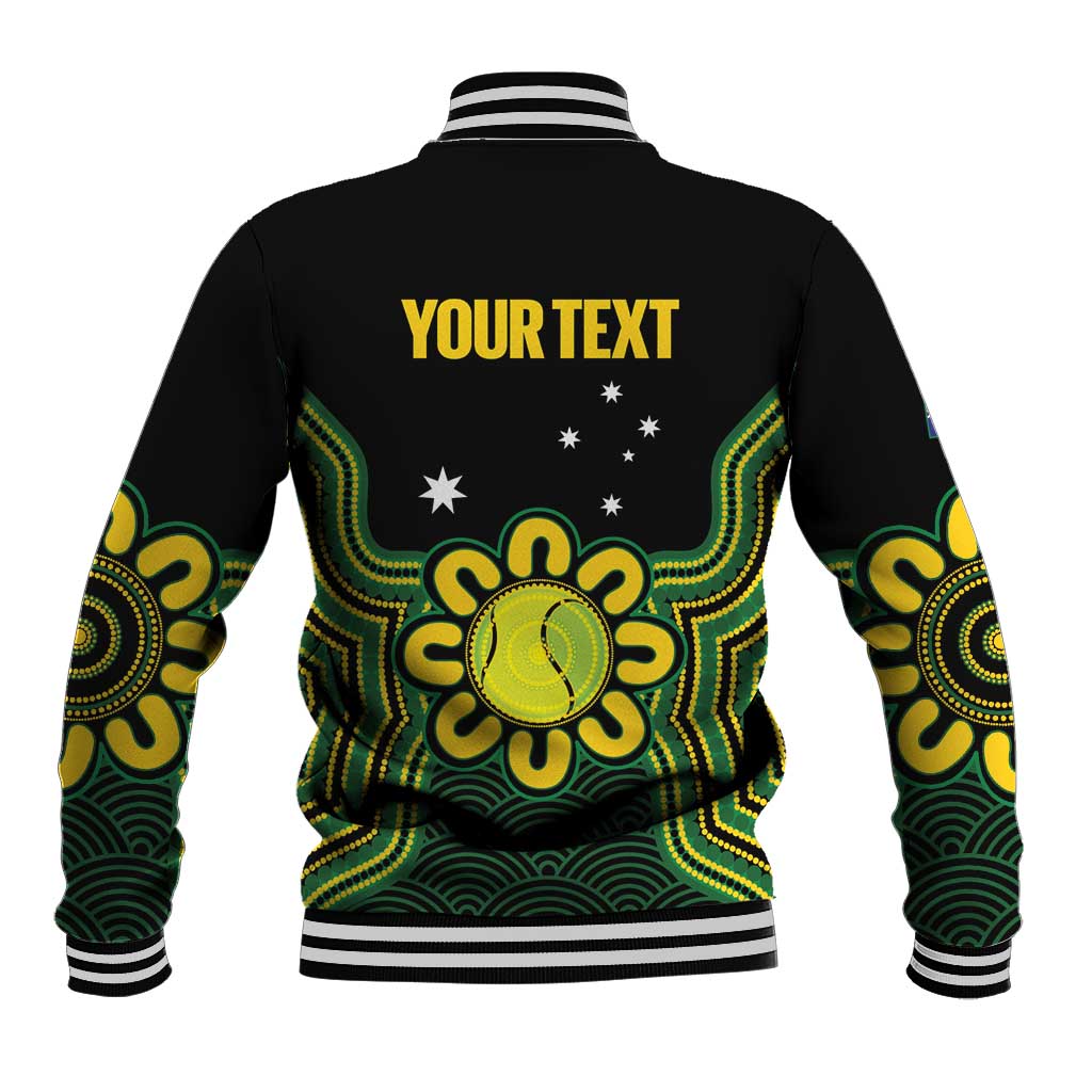 Personalised Australia Tennis Baseball Jacket Go Aussie Aboriginal Art - Aussie Hoodie