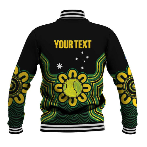 Personalised Australia Tennis Baseball Jacket Go Aussie Aboriginal Art - Aussie Hoodie