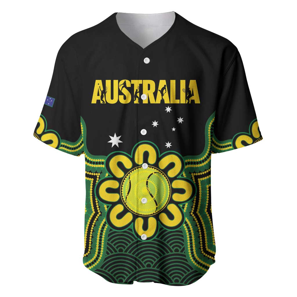 Personalised Australia Tennis Baseball Jersey Go Aussie Aboriginal Art - Aussie Hoodie
