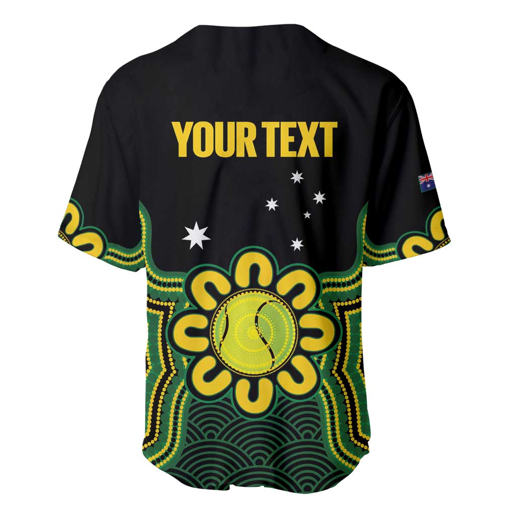 Personalised Australia Tennis Baseball Jersey Go Aussie Aboriginal Art - Aussie Hoodie