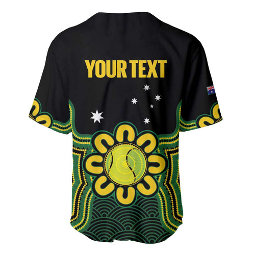 Personalised Australia Tennis Baseball Jersey Go Aussie Aboriginal Art - Aussie Hoodie