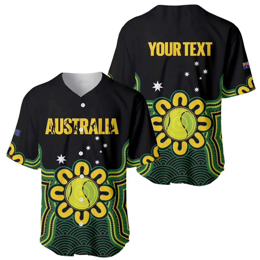 Personalised Australia Tennis Baseball Jersey Go Aussie Aboriginal Art - Aussie Hoodie