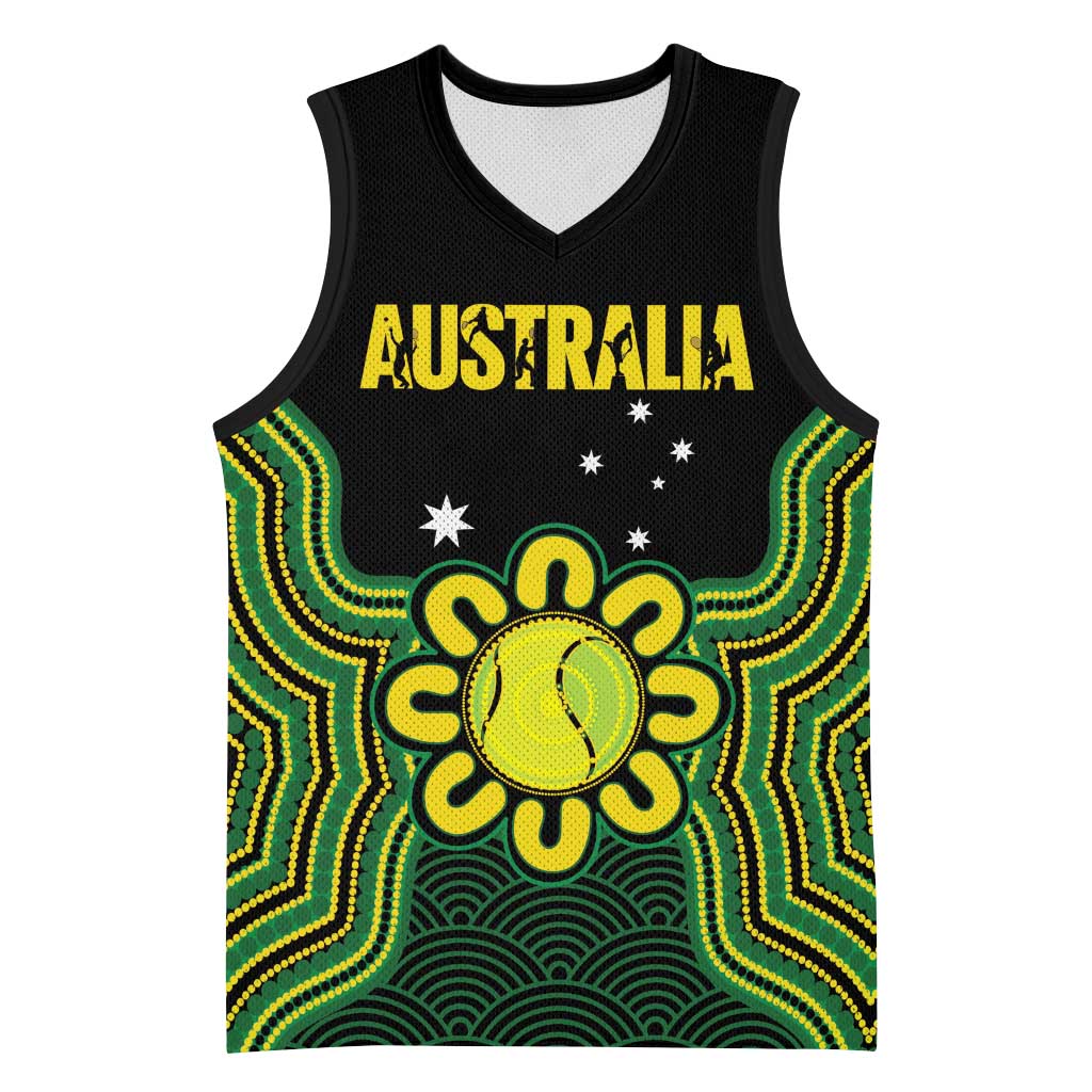 Personalised Australia Tennis Basketball Jersey Go Aussie Aboriginal Art - Aussie Hoodie
