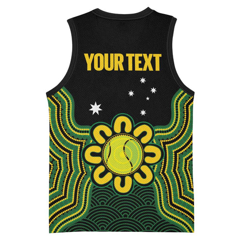 Personalised Australia Tennis Basketball Jersey Go Aussie Aboriginal Art - Aussie Hoodie