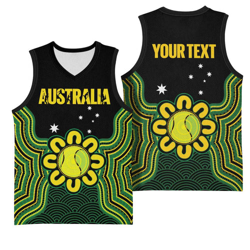 Personalised Australia Tennis Basketball Jersey Go Aussie Aboriginal Art - Aussie Hoodie