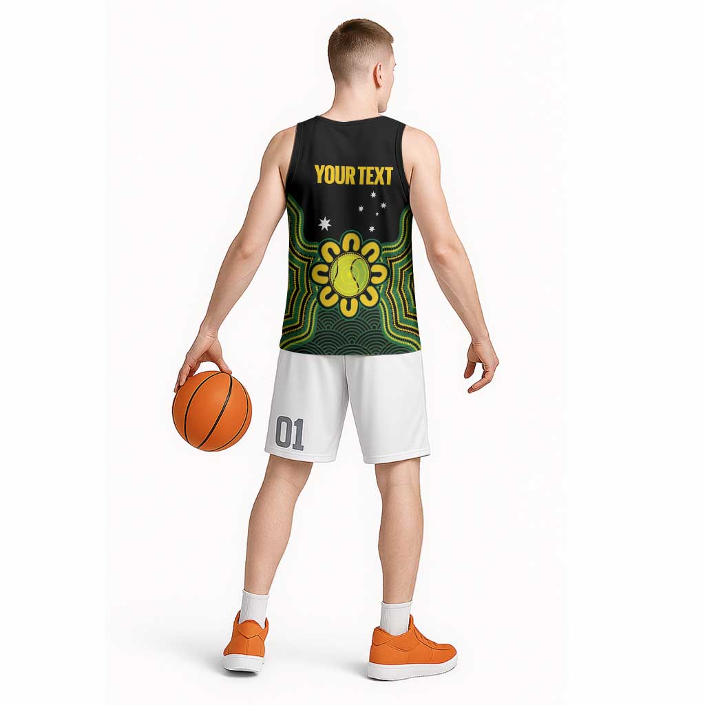 Personalised Australia Tennis Basketball Jersey Go Aussie Aboriginal Art - Aussie Hoodie