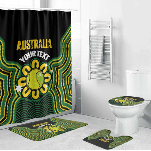 Personalised Australia Tennis Bathroom Set Go Aussie Aboriginal Art - Aussie Hoodie