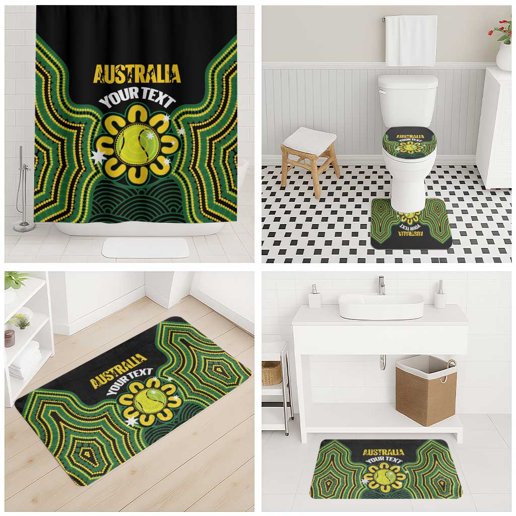 Personalised Australia Tennis Bathroom Set Go Aussie Aboriginal Art - Aussie Hoodie