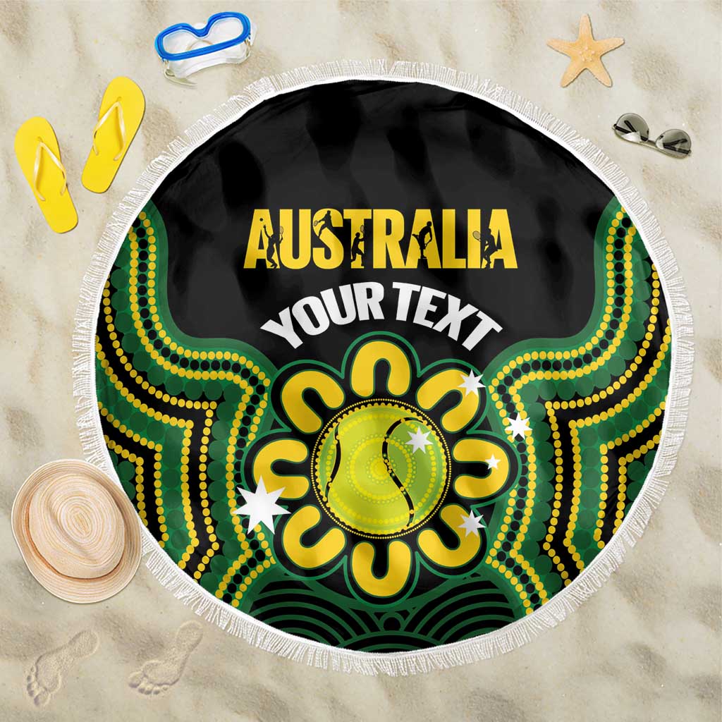 Personalised Australia Tennis Beach Blanket Go Aussie Aboriginal Art - Aussie Hoodie