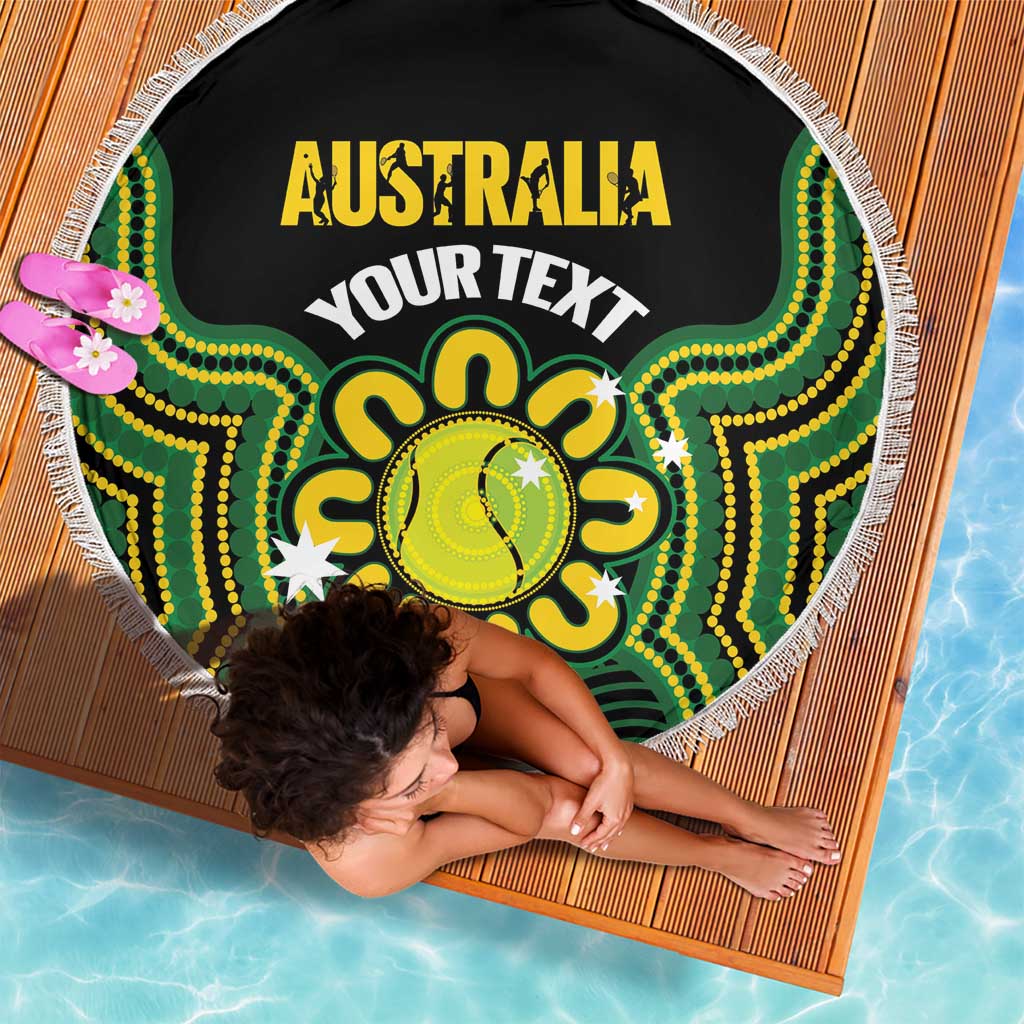 Personalised Australia Tennis Beach Blanket Go Aussie Aboriginal Art - Aussie Hoodie