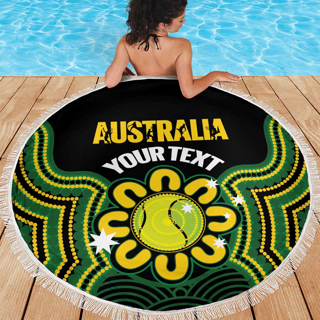 Personalised Australia Tennis Beach Blanket Go Aussie Aboriginal Art - Aussie Hoodie
