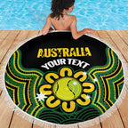 Personalised Australia Tennis Beach Blanket Go Aussie Aboriginal Art - Aussie Hoodie