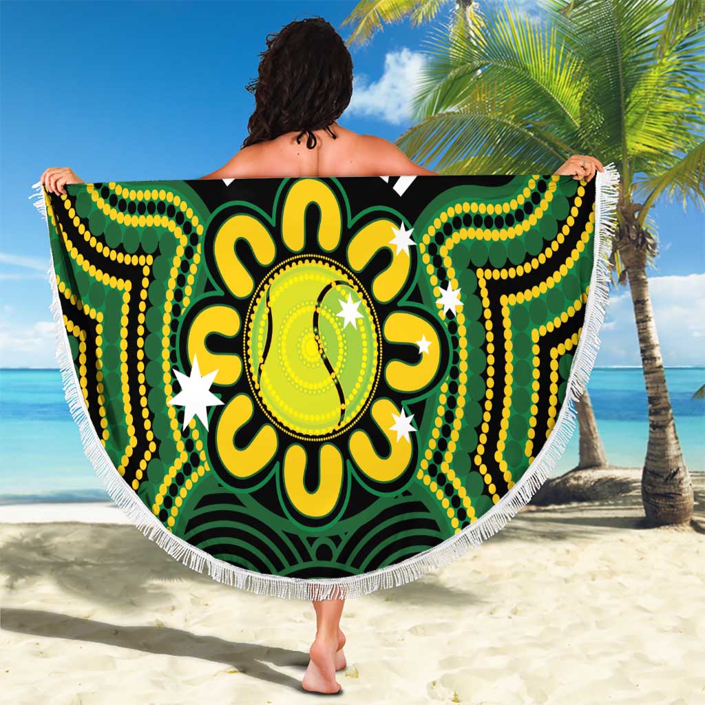 Personalised Australia Tennis Beach Blanket Go Aussie Aboriginal Art - Aussie Hoodie