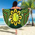 Personalised Australia Tennis Beach Blanket Go Aussie Aboriginal Art - Aussie Hoodie