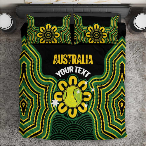 Personalised Australia Tennis Bedding Set Go Aussie Aboriginal Art - Aussie Hoodie