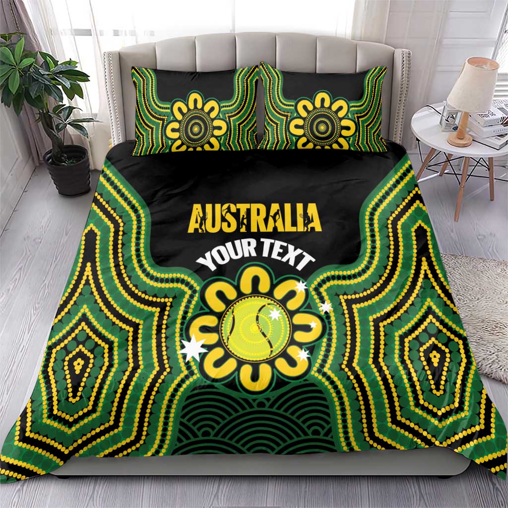 Personalised Australia Tennis Bedding Set Go Aussie Aboriginal Art - Aussie Hoodie