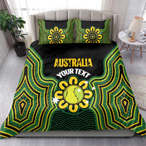 Personalised Australia Tennis Bedding Set Go Aussie Aboriginal Art - Aussie Hoodie