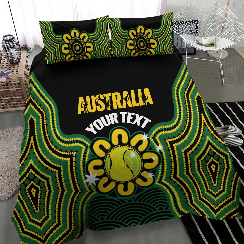 Personalised Australia Tennis Bedding Set Go Aussie Aboriginal Art - Aussie Hoodie
