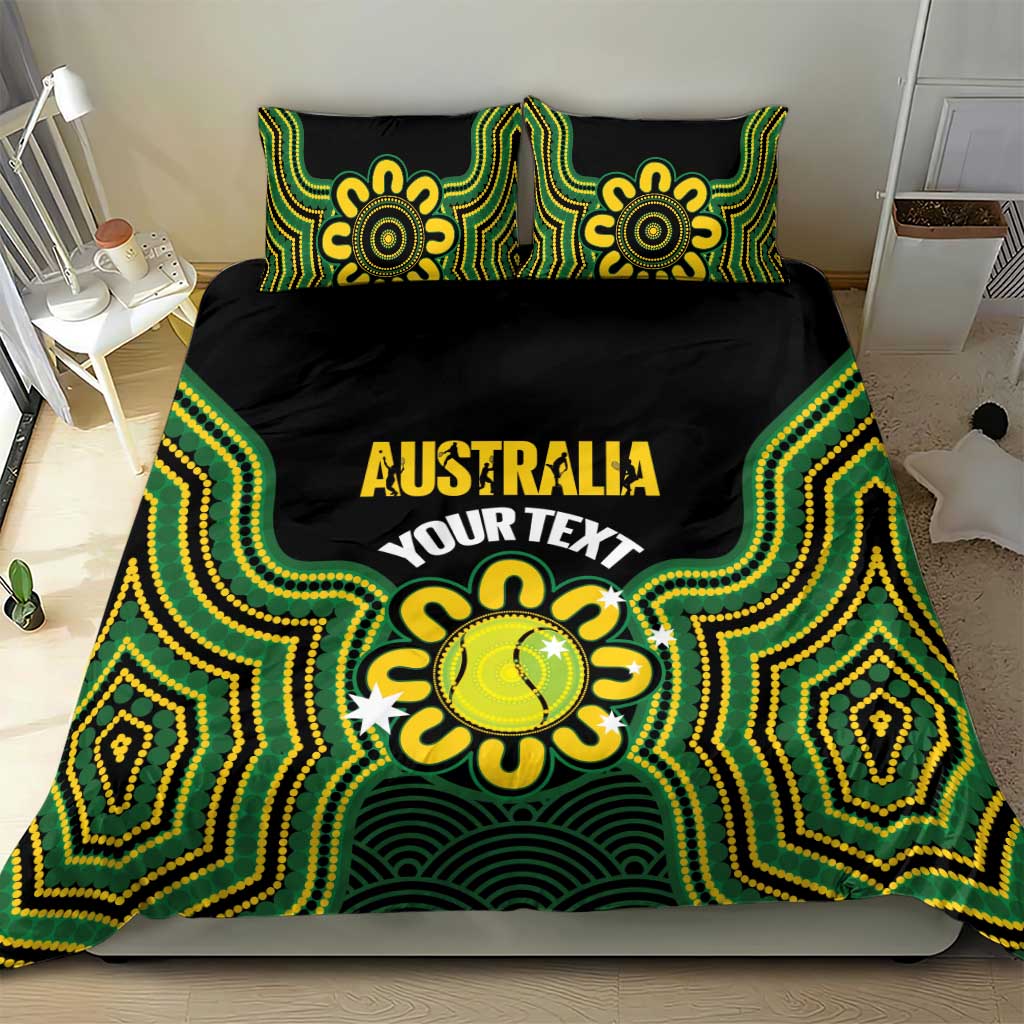 Personalised Australia Tennis Bedding Set Go Aussie Aboriginal Art - Aussie Hoodie