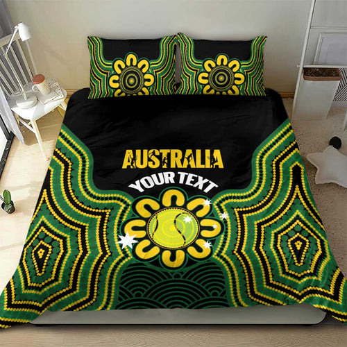 Personalised Australia Tennis Bedding Set Go Aussie Aboriginal Art - Aussie Hoodie