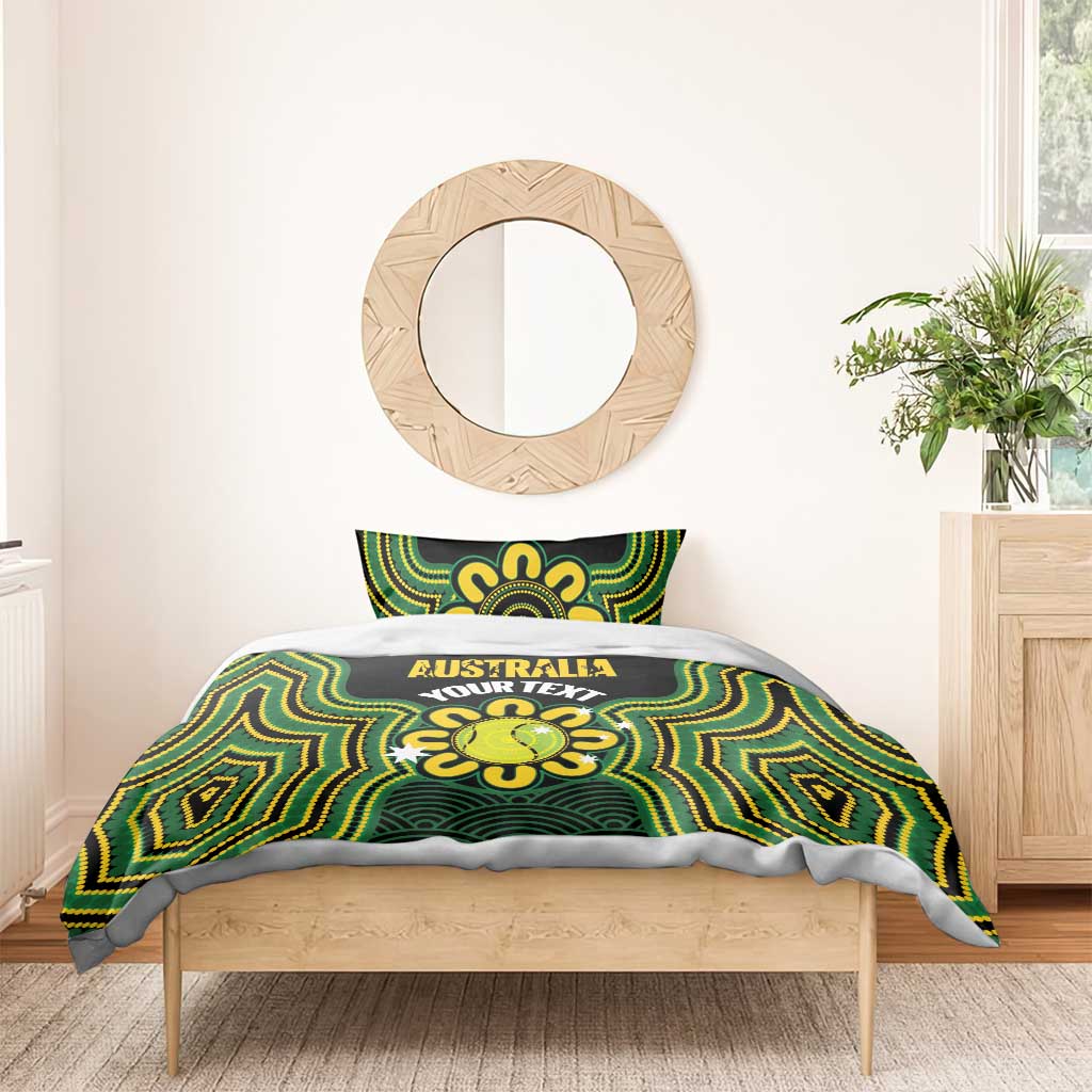 Personalised Australia Tennis Bedding Set Go Aussie Aboriginal Art - Aussie Hoodie