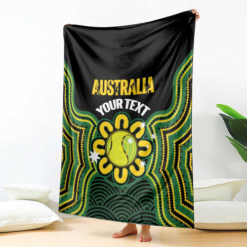 Personalised Australia Tennis Blanket Go Aussie Aboriginal Art - Aussie Hoodie