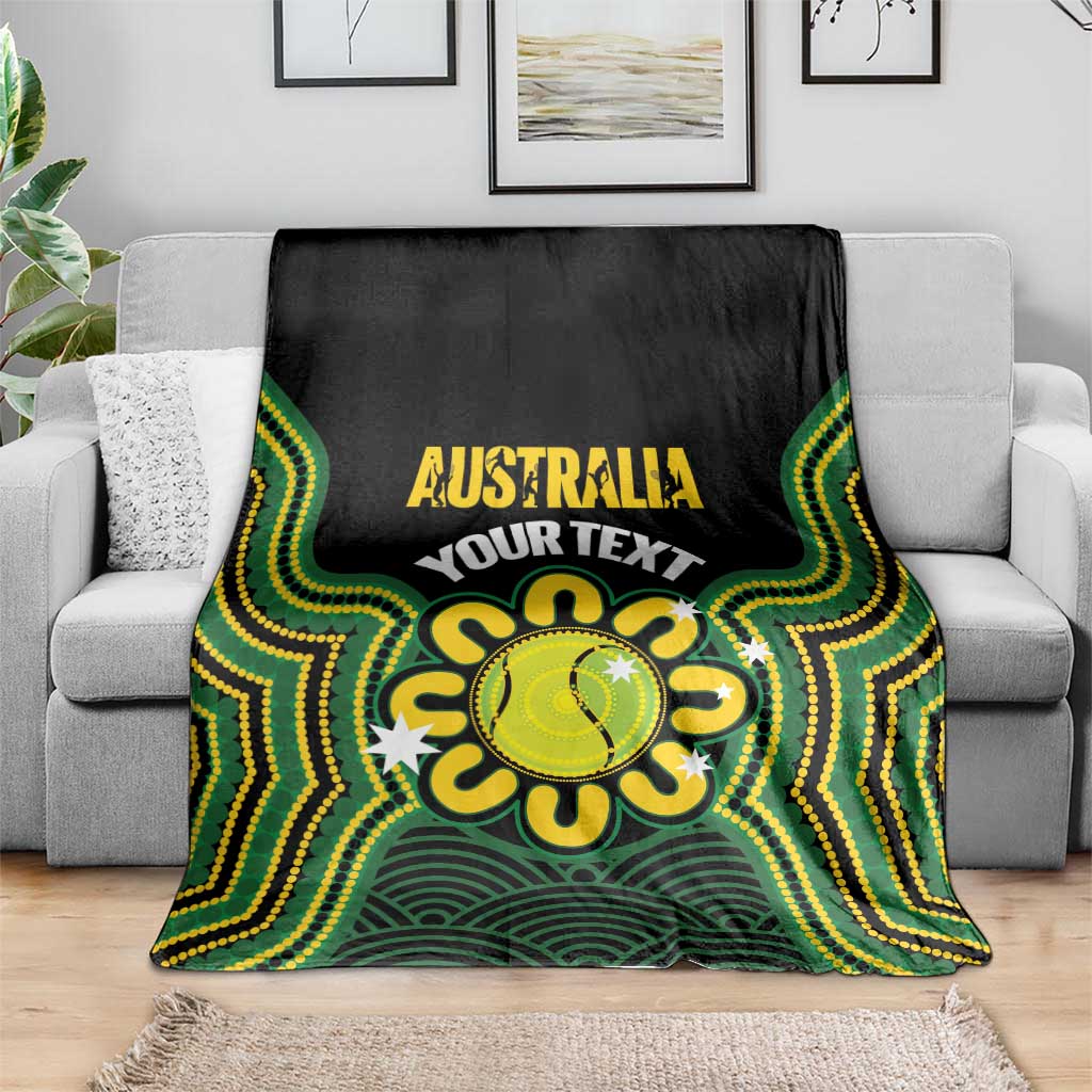 Personalised Australia Tennis Blanket Go Aussie Aboriginal Art - Aussie Hoodie