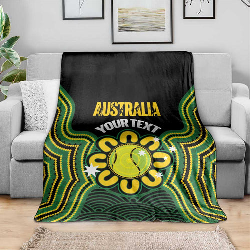 Personalised Australia Tennis Blanket Go Aussie Aboriginal Art - Aussie Hoodie