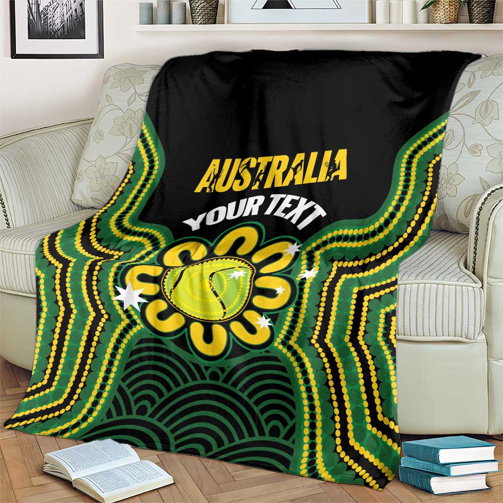 Personalised Australia Tennis Blanket Go Aussie Aboriginal Art - Aussie Hoodie