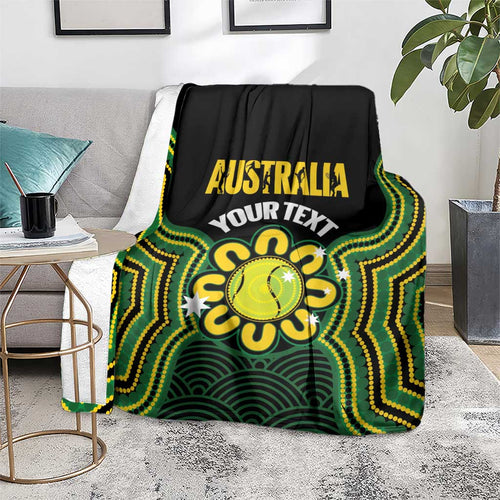Personalised Australia Tennis Blanket Go Aussie Aboriginal Art - Aussie Hoodie