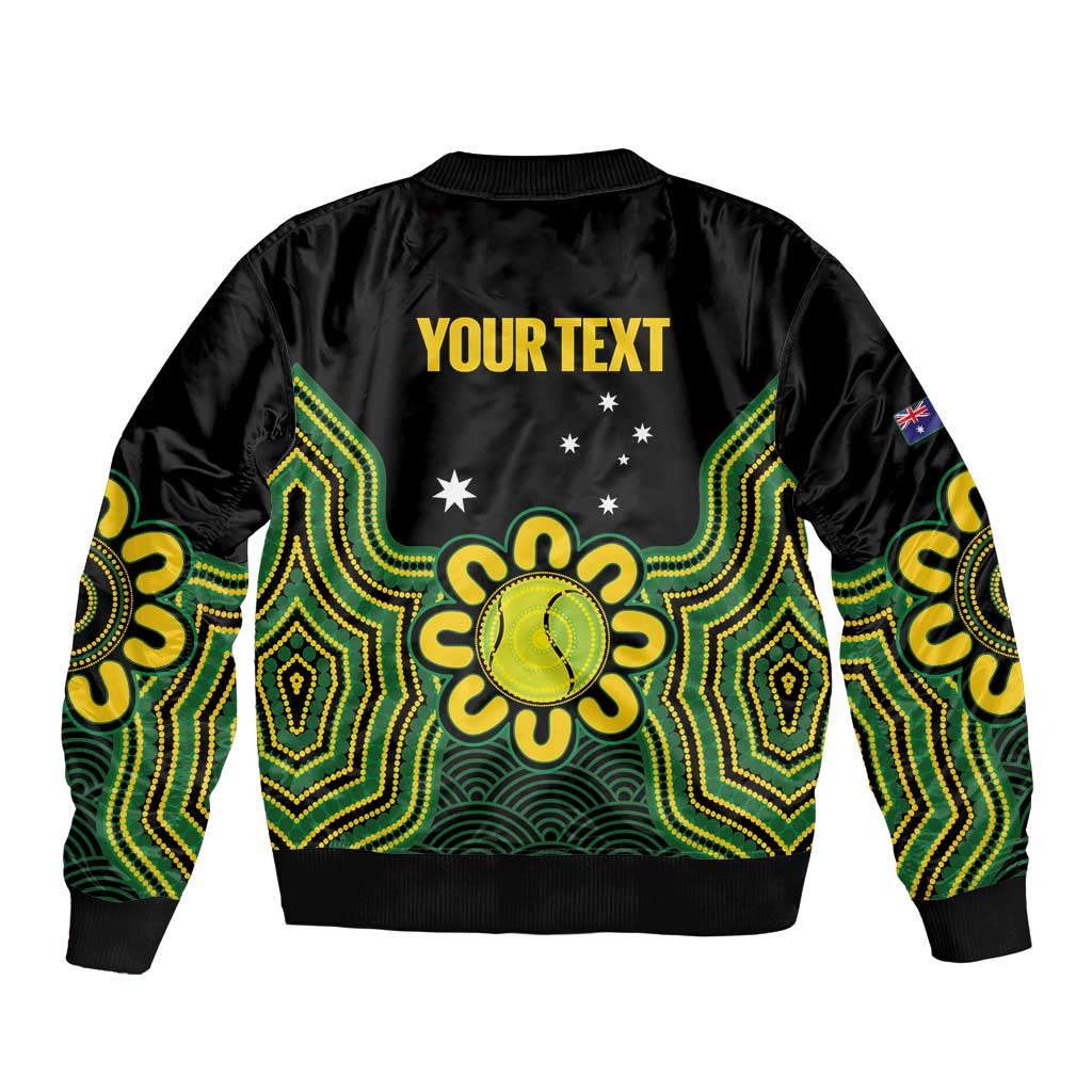 Personalised Australia Tennis Bomber Jacket Go Aussie Aboriginal Art - Aussie Hoodie