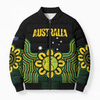 Personalised Australia Tennis Bomber Puffer Jacket Go Aussie Aboriginal Art - Aussie Hoodie