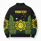 Personalised Australia Tennis Bomber Puffer Jacket Go Aussie Aboriginal Art - Aussie Hoodie
