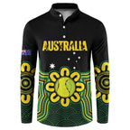 Personalised Australia Tennis Button Sweatshirt Go Aussie Aboriginal Art - Aussie Hoodie