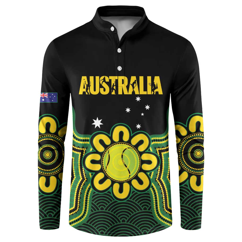 Personalised Australia Tennis Button Sweatshirt Go Aussie Aboriginal Art - Aussie Hoodie